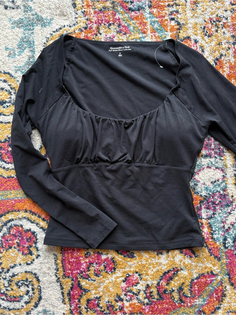 Abercrombie & Fitch Black Scoop-Neck Long Sleeve Top